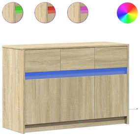 sonoma tölgy színű szerelt fa LED-es TV-szekrény 91x34x61 cm