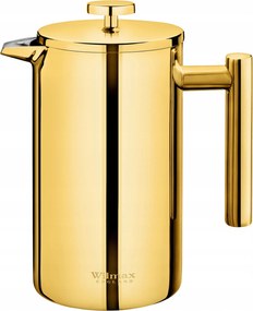 Dugattyús kávéfőző Duplafalú Acél French Press arany 1L Wilmax