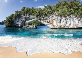 Fotótapéta Flizelina Paradicsom Kék lagúna Tengerpart és sziklák Íj 200x140 +ragasztó