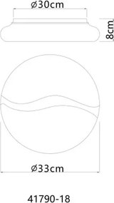 Globo 41790-18 Mennyezeti lámpa, fém fehér, műanyag fehér, fa barna, több szint fali kapcsolóval, színek rögzíthetők, memória funkció, ø: 330mm, M: 70mm, tartozék: LED 24W 230V, 2860lm forrás, 1910lm kimenet, CCT 3000/6000/4200K