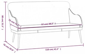 vidaXL kávészínű műbőr pad 110 x 76 x 80 cm