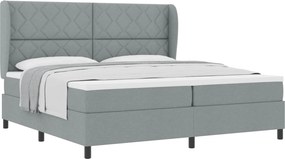 vidaXL Boxrugós ágy matracmal Világosszürke 200 x 200 cm szövet