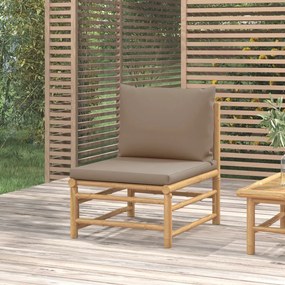 vidaXL bambusz kerti középső kanapé tópszínű párnákkal
