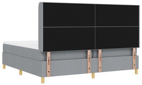 Rugós Ágy Mattal &amp; LED Fénnyel Szürke 200x200 cm Textil
