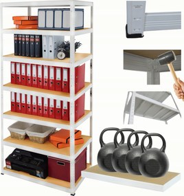 Tárolószekrény fém állvány Helios 270x100x50cm 7Px400kg Tömör Magas