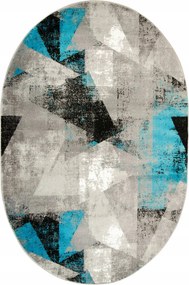 Ovális Szőnyeg Türkiz Fekete Puha Nappaliba Victoria 140x190 cm