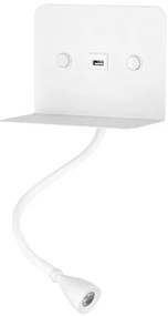 ONLI - LED Rugalmas kislámpa polccal és USB töltővel PLAK LED/1W/230V fehér