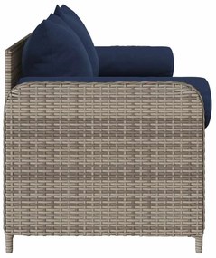3 személyes szürke polyrattan kerti kanapé párnával