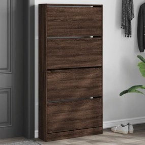 barna tölgy cipőszekrény 4 kihajtható fiókkal 80x21x163,5 cm