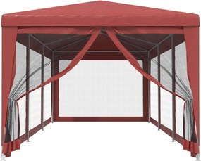 Piros HDPE rendezvénysátor 8 hálós oldalfallal 3x9 m