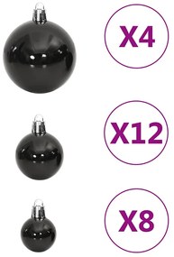 111 részes fekete polisztirol karácsonyi gömb szett