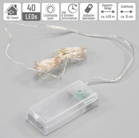 LED fényfüzér 3 x 40 LED színes időzítős beltéri 4 m