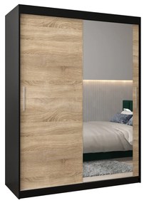 Ruhásszekrény 150 cm Toki 2 (matt fekete + szonoma tölgy). 1064992