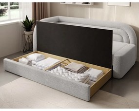 Krémszínű buklé kinyitható-tárolóhelyes kanapé bal oldali 223 cm Fabillo – ELTAP