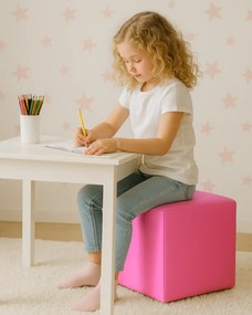 EMI kocka alakú rózsaszín műbőr babzsákfotel