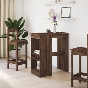 barna tölgy szerelt fa bárasztal tárolókkal 90x47,5x103,5 cm