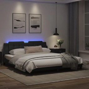 fekete műbőr ágykeret LED-világítással 180 x 200 cm
