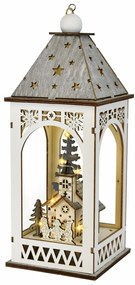 Fa lámpa karácsonyi motívummal és LED világítással, 11 x 29 cm, meleg fehér