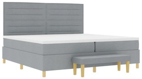 vidaXL Boxspring Ágy Matracokkal és Pad Light Grey 200x200 cm Szövet