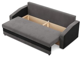 Hewlet kanapéágy, szövet anyag, bonell töltet, szürke - fekete