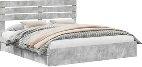 vidaXL Tárolós Ágy fejtámlával Beton Szürke 180 x 200 cm Faanyag