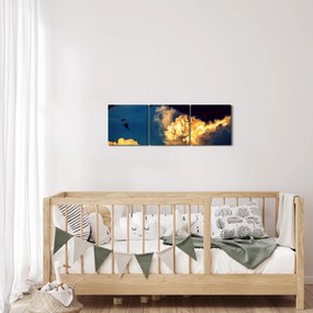 Ejtőernyős a felhőkben képe (órával) (90x30 cm)