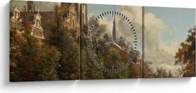 Kép - Jan van der Heyden, View Down a Dutch Canal, reprodukciók (órával) (90x30 cm)