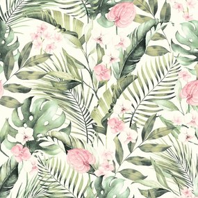 Arthouse Signature 1 Tropical Floral rózsaszín-zöld trópusi papír tapéta – 924906