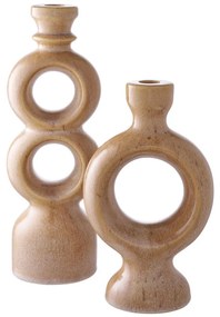 Gyertyatartó, kerámia, barna 13,5x8,8x23,4 cm