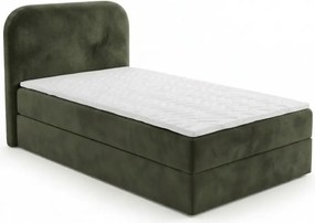 Kárpitozott boxspring ágy FORENA 90x200 cm sötétzöld Matrac: Bonell rugós matrac