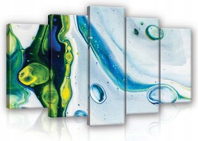 Vászonkép 100x60 Absztrakt Akril Fluid Art Zöld Kék Sárga Fehér