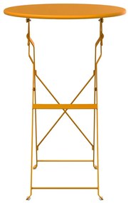 Összecsukható Bisztró Asztal Mustár Sárga Ø50x71 cm Porszórt Acél