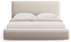 Bézs kárpitozott ágyneműtartós franciaágy ágyráccsal 160x200 cm Colonel – Cosmopolitan Design