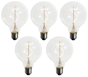 5 db E27 Dimmelhető LED spirál izzószál G95 4W 270lm 2200K