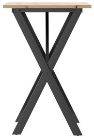 tömör fenyőfa és acél étkezőasztal X-vázzal 50x50x75 cm