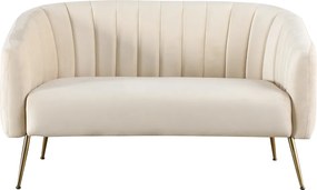 Design kétszemélyes kanapé, bézs Velvet szövet/gold króm-arany, BAGY