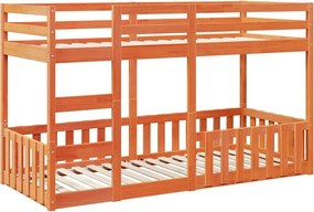 vidaXL viaszbarna tömör fenyőfa emeletes ágy 90x200 cm