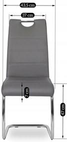 Szánkótalpas Étkezőszék Szürke Eco-bőr Kárpittal. EDER