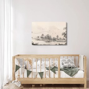 Kép - Vintage tájkép rajz (90x60 cm)