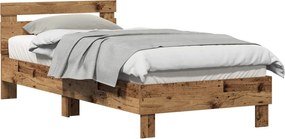vidaXL Ágykeret fejtámlával Öreg fa 203 x 95 x 70 cm Faanyag