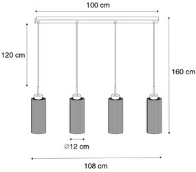 Art Deco függőlámpa arany üveggel 4 lámpás - Laura