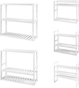 Bambusz polc, állítható magasságú 3 szintes polc 60 x 15 x 54 cm, fehér