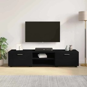 TV szekrény fiókkal polcokkal Fekete 150 x 39 x 30 cm Faanyag