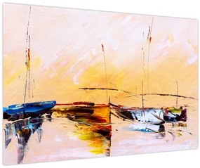 Kép - Csónak, festmény (90x60 cm)