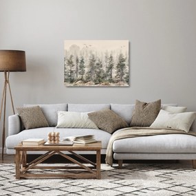 Üveg kép - Fenyőerdő I., akvárium (70x50 cm)