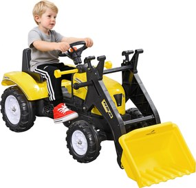 HOMCOM Ülőrakodó homokozóval, Játékrajongó rakodó, Pedálos traktor, Homokozó csúszós jármű, Gyerekek rakodója, Csúszós rakodó, Kisded rakodó 3 évesekn