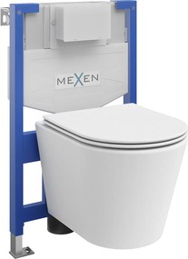 Mexen Fenix XS-F, rejtett modul és falra szerelhető WC Rico, lassú esésű üléssel, fehér matt, 68030724001