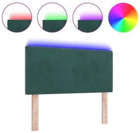 LED Fejtámla Gombos Kárpitozott Sötétzöld 80 cm Bársony