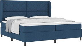 vidaXL Boxrugós ágy matracmal fejtámlával Kék 200 x 200 cm szövet
