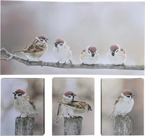 Falfestmény készlet Veréb ágon 4 db